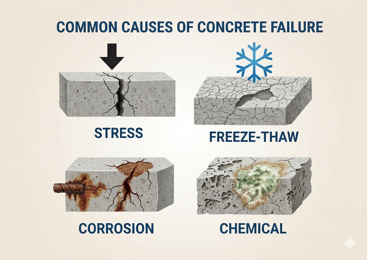 Common Causes of Concrete Failure and How to Repair Them