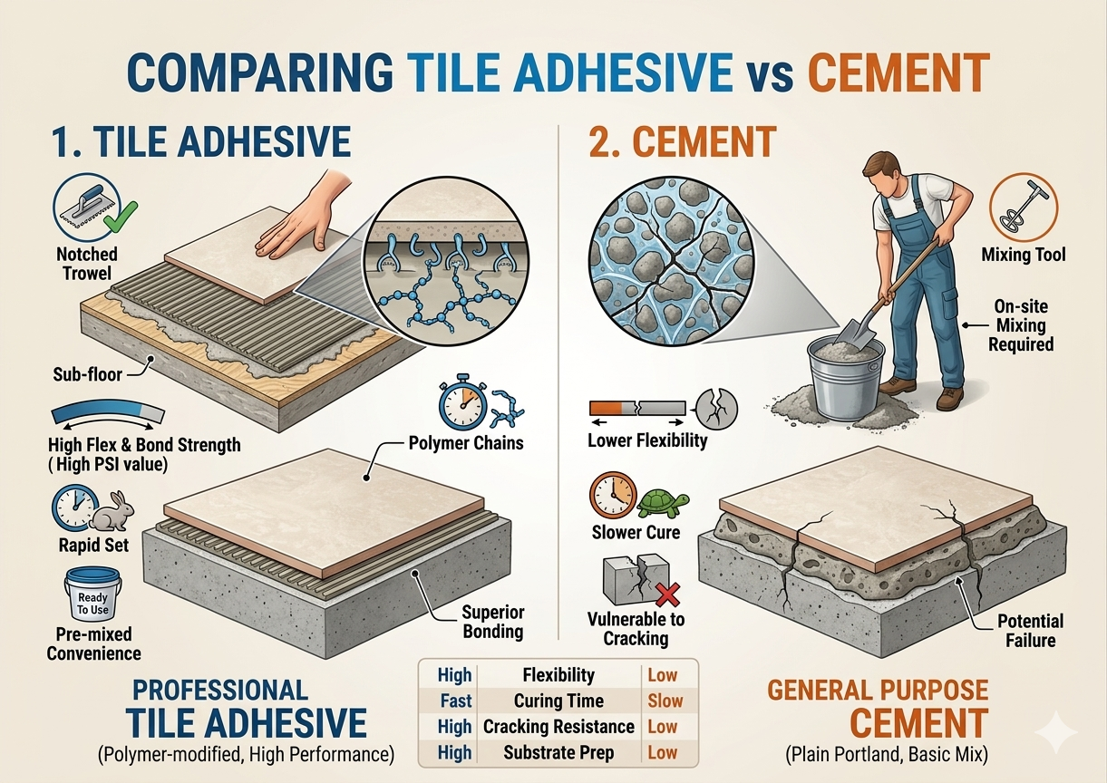 Tile Adhesive vs Cement: Which Is Better for Tiling?